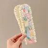 Faixa de cabelo de tricô floral com velcro para mulheres, presilha de franja floral doce, faixa de cabelo para arrumar o cabelo, acessório de cabelo estilo pastoral francês