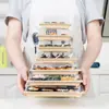 Caixa de Sushi Caixinha para Levar Retangular Biodegradável Embalagem de Prato de Sushi Recipiente de Grau Alimentício com Tampa Aquecível