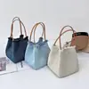 Bolsa Nova Feminina de Nicho Simples Pequena Quadrada Lona Jeans Portátil Bolsa Saco Moda Versátil Cesta de Alimentos Compras