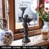Suporte de Velas Ornamentado Figura de Anjo de Ferro Fundido Estilo Europeu Retrô Vintage para Decoração de Casa, Exterior, Jardim, Varanda, Adereço Criativo