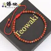 Pulsera tejida redonda y cuadrada con baño de oro rosa y piedra roja facetada, transfronteriza europea y americana, accesorios para el uso diario, venta al por mayor