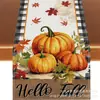 Pavo de Acción de Gracias de Otoño Calabaza de Otoño Hoja de Arce Estampado Poliéster Camino de Mesa Mantel Decorativo Ambiental Camino de Mesa