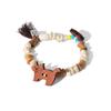 Nueva Pulsera de Borla de Gatito de Madera con Cuentas de Cerámica Chinoiserie Estilo Retro Diseño Nicho de Alta Gama Pulsera de Mejor Amiga con Cuentas