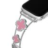 Adecuado para Apple Watch Se1-11 Generación Elegante Trébol de Cuatro Hojas Incrustado con Diamantes Correa de Reloj Metálica S10