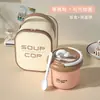 Taza de cerámica aislada y linda para el desayuno, para oficinistas, con tapa, adecuada para llevar leche de soya o leche de avena
