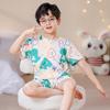 Pijama de Hilo de Seda Helada para Niños de Suegros Verano Infantil Delgado Aire Acondicionado Niños Grandes Manga Corta Ropa de Casa Traje