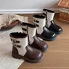 Botas de Moda para Niñas 2026 Otoño Nuevo Estilo Versátiles y Elegantes para Niños Botas de Cuero de Tacón Medio a Alto Estilo Coreano Botas de Cuero Suave Estilo Princesa