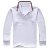 Camisa polo para meninos Camiseta de manga comprida Uniforme escolar de algodão infantil Lapela para meninas roupas de jardim Camisa de fundo branco uma remessa