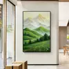 De volta com uma pintura pendurada minimalista estilo montanha moderna pintura de paisagem verde personalizada mural de alto padrão para restaurante pintura para hall de entrada de hotel