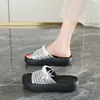 Sandalias de estilo hada chic francés tejidas caladas sin cordones para mujer, novedad verano 2026 sandalias versátiles de suela gruesa para exteriores
