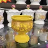 Copa de Vino Guangong para Ofrenda a los Dioses, Copa de Vino para Ofrenda al Dios de la Riqueza, Copa de Cerámica Alta para Ofrenda de Té, Vajilla de Cerámica para Ofrendas al por Mayor