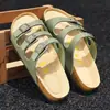 Suministro del Fabricante Nuevas Pantuflas con Suela de Corcho para Hombre Sandalias Retro de Ante Mate con Doble Hebilla