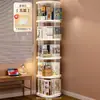 Estantería de pared para sala de estar, armario de almacenamiento giratorio de 360 grados, unidad de estantería móvil integrada de pie, estantería y librero