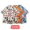 Camisa vintage retrô tailandesa com flores, estilo moderno de Hong Kong, para casal, camisa de verão de manga curta para mulheres