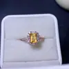 Anillo de Citrino Natural Transfronterizo Accesorios de Piedras Preciosas Nicho de Alta Gama Joyería de Plata 925 5*7 Moda Venta Directa de Fábrica