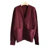 Cárdigan de Punto de Lana Pura para Mujer, Suéter Grueso, Chaqueta Casual Relajada, Tops para Mujer, Nuevo Estilo Otoño e Invierno 2025