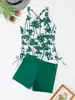 Traje de baño de dos piezas para mujer estilo europeo y americano 2026, Tankini con estampado, Traje de baño de comercio exterior transfronterizo de Amazon