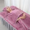 Toalla de salón de belleza con logotipo personalizado toalla de cama de microfibra turbante de tres piezas toalla con agujero para cama de masaje sofá