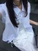 Chic Coreano Verano 2026 Nuevo Estilo Camisa de Manga Corta con Botones al Frente, Rayas Burbuja, para Mujer