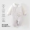 Ropa de algodón de 150 g con cuello de muñeca para bebé recién nacido, mameluco de algodón puro sin costuras para bebé para otoño e invierno, ropa de algodón engrosada para niñas