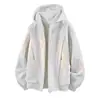 Sudadera con capucha de forro polar gris pesado estilo americano para hombre, otoño invierno, diseño deconstruido, sentido de la moda, sudadera con capucha de capas, ajuste limpio, cárdigan, prenda de abrigo
