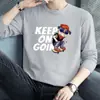 Uau! Camiseta Customizada Nova de Outono com Manga Longa e Gola Redonda com Estampa Criativa, Peça Básica Versátil para Adolescentes