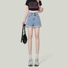 Shorts Jeans Feminino Verão Finos 2025 Novo Estilo Cintura Alta Pequena Emagrecedor Versátil Hot Girl Modelo A Barra Dobrada Hot Pants