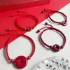 Pulsera de Cuerda Roja Cinabrio Imperial Zijin Tejida a Mano para el Año de la Vida Hebilla Ping An Cuerda Roja Redonda para Hombres y Mujeres