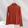 Camiseta Base de Manga Larga con Cuello Medio Alto Roscado para Mujer, Estilo Nuevo 2025 para Primavera y Otoño, Adelgazante, Versátil, Top Delgado
