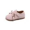 Zapatos Casuales de Lazo Retro para Niñas 2026 Otoño Nuevo Estilo Mocasines Bajos para Niños Pequeños Zapatos de Cuero de Moda para Niños