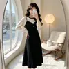 Vestido de tricô falso duas peças estilo francês para mulheres, novo outono e inverno, slim fit, que rejuvenesce, vestido suéter de manga longa