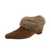 Calzado de felpa sin cordones Otoño/Invierno Punta fina Moda Europea/Americana Zapatos de terciopelo para mujer 2026 Zapatos de pelo de boca gruesa