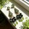Estilo Vintage Retro Francés Hong Kong Monet Medieval Clip para Oreja Pendientes de Perla Pendientes Verdes Joyería Femenina para Orejas