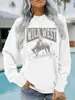 Moda Europea y Americana Sudadera Básica de Manga Larga con Estampado Retro de Mezclilla para Mujer Lista para Primavera y Otoño Diseño de Sudadera con Cuello Redondo