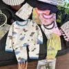 Novos conjuntos de pijamas térmicos casuais de outono e inverno para meninos e meninas, com estampas de desenhos animados