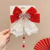 Acessórios de Cabelo Tradicionais de Ano Novo para Meninas, Presilhas de Cabelo com Laço Estilo Chinês Hanfu, Grampos de Cabelo Ano do Bode para Bebês Venda por Atacado