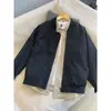 Fujian Goods Simples Caimento Solto Gola Quadrada Outono Inverno Manga Longa Estilo Regular Cáqui Jaqueta Casaco Piloto Masculino Início da Primavera