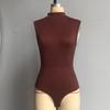 Macacão de Peça Única com Gola Alta Meia-Gola Sem Mangas para Yoga, Cintura Fina, Roupa Íntima
