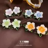 Pendientes de Gota de Aceite con Diamantes Incrustados de Aguja Plateada Camelia Colorida Estilo Coreano Pendientes Florales de Lujo Ligero Pendientes Exquisitos Versátiles