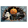 Banner de Garaje de Halloween Decoración de Puerta Tela Colgante Calabaza de Terror Bruja Calavera Fondo de Fiesta Transfronterizo En Stock Fábrica