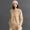 Chaqueta de punto holgada y elegante para mujer, nueva colección otoño/invierno 2025, de cachemir, cuello redondo y color liso.