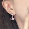 Pendientes de circonita rosa con forma de corazón para mujer, de alta gama, con un toque de conejo, elegantes y dulces, de moda 2023.