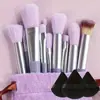 Conjunto de Pincéis de Maquiagem Transfronteiriço com 13 Peças, Cor Café Marrom-Esverdeado, Cerdas Macias, Não Solta Fios, Conjunto de Pincéis para Sombra e Pó Solto