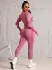 Conjunto de yoga sexy de venta caliente transfronterizo para primavera y verano, ropa de yoga para entrenamiento físico, leggings deportivos sin costuras de melocotón para mujer