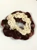Elástico de Cabelo Scrunchie Listrado com Renda Estilo Coreano para Mulheres, Acessório de Cabelo Suave e Elegante, Elástico de Cabelo Scrunchie Estilo Coreano