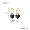 Moda Europea y Americana Otoño e Invierno Pendientes de Acero Inoxidable con Goteo de Aceite Negro Pendientes de Acero de Titanio con Forma de Corazón Pendientes de Diseño Nicho Venta al por Mayor