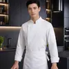 Color Sólido Cinco Botones Ropa de Trabajo de Chef Otoño Invierno Manga Larga Restaurante Café Cocina Trasera Catering Hombres Mujeres Ropa de Trabajo Uniforme de Chef