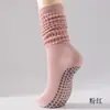 Calcetines de Yoga de Tubo Largo Calcetines de Gasa de Algodón Antideslizantes Deportivos para Fitness Pilates para Mujer