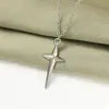 Collar Colgante Cruz Estrella de Cuatro Puntas Personalizado Simple de Nuevo Estilo Transfronterizo Europeo y Americano Colgante Cruz Estrella de Acero Inoxidable