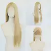 Peluca sintética con malla frontal larga y lisa color dorado para cosplay, gorra sintética con malla frontal de cabello liso 13*4